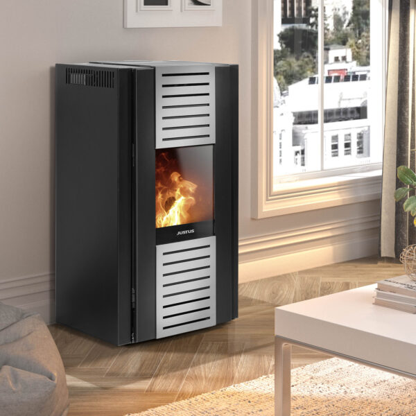 Justus Sirkos 2.0 Pelletofen Stahl Schwarz + 250 kg Pellets gratis